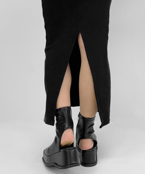 LVEU.（ラブユ.）の「Open toe volume sole boots / オープントゥボリューム（厚底）ソールブーツ(Ai select)（サンダル・レディース・ブラック・24.5cm/25.0cm/23.5cm/23.0cm/24.0cm）」の14枚目の写真