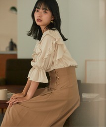 PROPORTION BODY DRESSING | ラッフルショルダーサテンブラウス / 1212210806(シャツ/ブラウス)