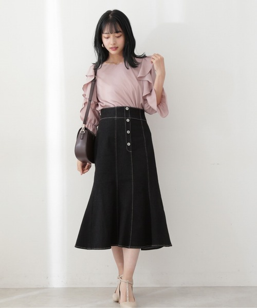 PROPORTION BODY DRESSING（プロポーションボディドレッシング）の「ラッフルショルダーサテンブラウス / 1212210806（シャツ/ブラウス・レディース・ブラウン/ピンク/ホワイト系その他・SMALL/MEDIUM）」の8枚目の写真