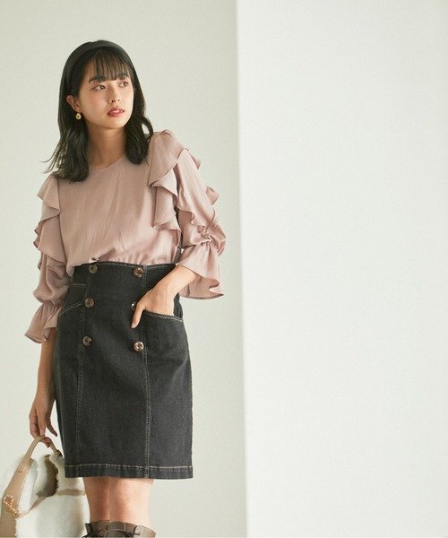 PROPORTION BODY DRESSING（プロポーションボディドレッシング）の「ラッフルショルダーサテンブラウス / 1212210806（シャツ/ブラウス・レディース・ブラウン/ピンク/ホワイト系その他・SMALL/MEDIUM）」の16枚目の写真