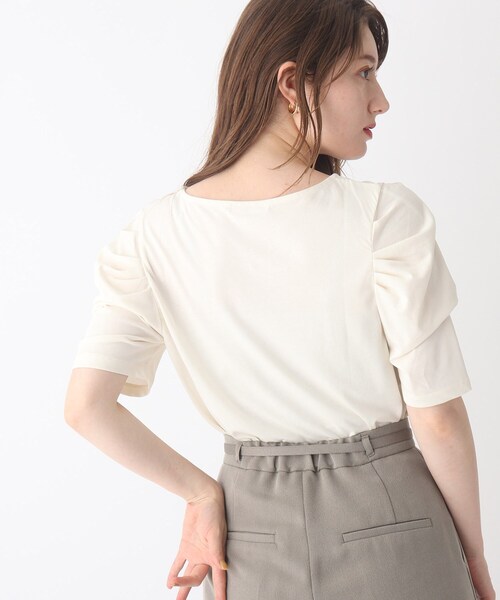 index（インデックス）の「◆Vネックタックスリーブカットソー【WEB限定サイズ】（Tシャツ/カットソー・レディース・ブラック/ボルドー/オフホワイト・36/40/42/38）」の5枚目の写真