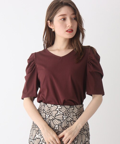 index（インデックス）の「◆Vネックタックスリーブカットソー【WEB限定サイズ】（Tシャツ/カットソー・レディース・ブラック/ボルドー/オフホワイト・36/40/42/38）」の15枚目の写真