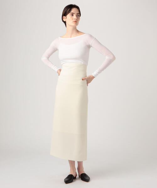 EDITION（エディション）の「DOUBLE CRAPE SKIRT トリアセテート ハイウエストスカート（スカート・レディース・ホワイト/ブラック・34/36）」の3枚目の写真