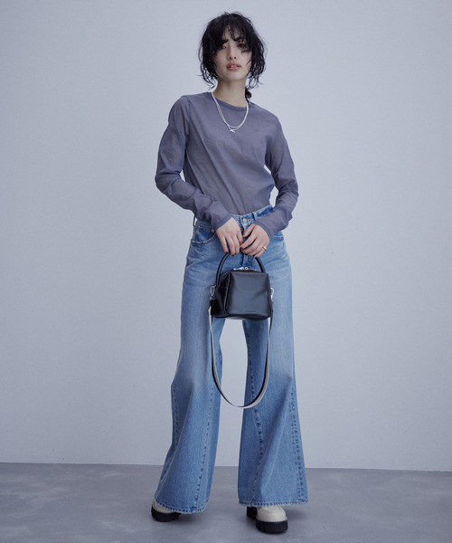 ADAM ET ROPE'（アダムエロペ）の「〈追加〉ストレッチタフタロングT（Tシャツ/カットソー・レディース・ホワイト/チャコールグレー/ライトグレー/オレンジ・FREE）」の7枚目の写真