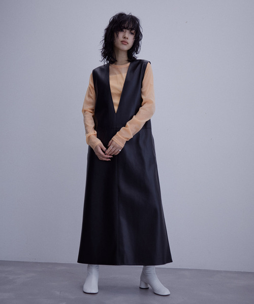 ADAM ET ROPE'（アダムエロペ）の「〈追加〉ストレッチタフタロングT（Tシャツ/カットソー・レディース・ホワイト/チャコールグレー/ライトグレー/オレンジ・FREE）」の8枚目の写真