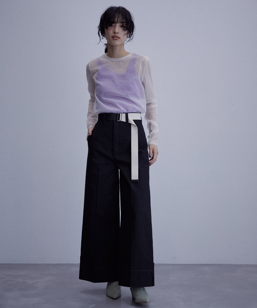 ADAM ET ROPE'（アダムエロペ）の「〈追加〉ストレッチタフタロングT（Tシャツ/カットソー・レディース・ホワイト/チャコールグレー/ライトグレー/オレンジ・FREE）」の22枚目の写真