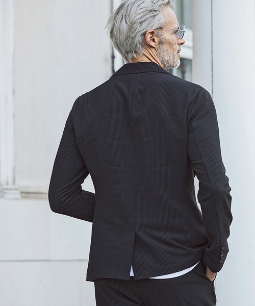 AKM Contemporary(エイケイエムコンテンポラリー)の「【WEB・直営店限定】AKM Contemporary(エイケイエムコンテンポラリー)ピンストライプ シアサッカージャケット テーラードジャケット(テーラードジャケット・メンズ・ブラック/ブラック×ホワイト・S/M/L/XL)」の11枚目の写真