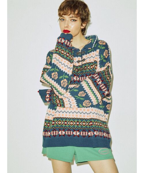 jouetie(ジュエティ)の「JQDニット(ニット/セーター・レディース・ブラック/オフホワイト/ブルー・MEDIUM)」の3枚目の写真