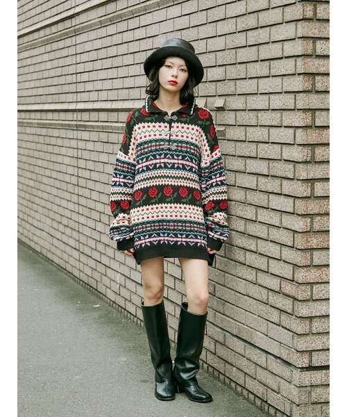 jouetie(ジュエティ)の「JQDニット(ニット/セーター・レディース・ブラック/オフホワイト/ブルー・MEDIUM)」の7枚目の写真