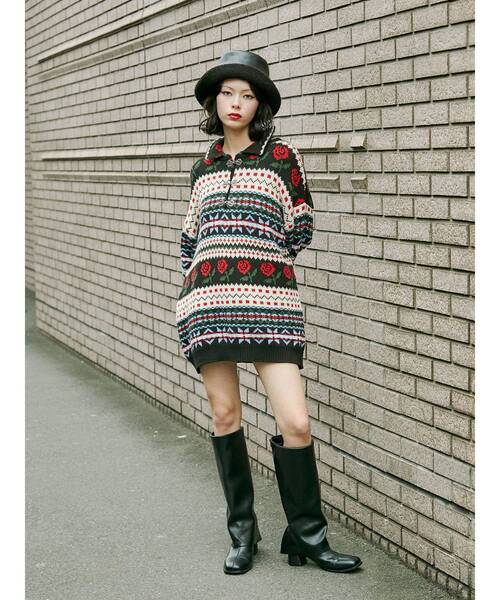 jouetie(ジュエティ)の「JQDニット(ニット/セーター・レディース・ブラック/オフホワイト/ブルー・MEDIUM)」の9枚目の写真