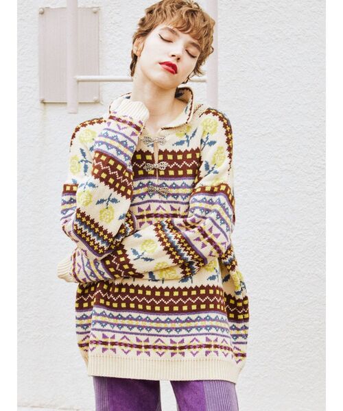 jouetie(ジュエティ)の「JQDニット(ニット/セーター・レディース・ブラック/オフホワイト/ブルー・MEDIUM)」の10枚目の写真