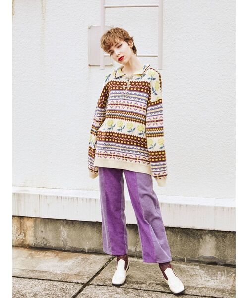 jouetie(ジュエティ)の「JQDニット(ニット/セーター・レディース・ブラック/オフホワイト/ブルー・MEDIUM)」の12枚目の写真