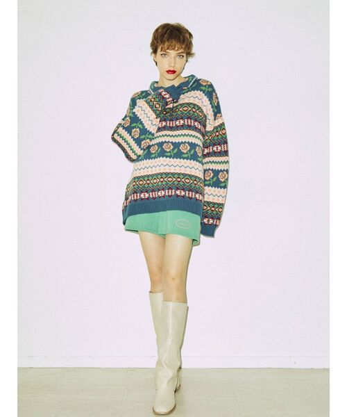 jouetie(ジュエティ)の「JQDニット(ニット/セーター・レディース・ブラック/オフホワイト/ブルー・MEDIUM)」の18枚目の写真