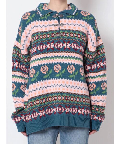 jouetie(ジュエティ)の「JQDニット(ニット/セーター・レディース・ブラック/オフホワイト/ブルー・MEDIUM)」の21枚目の写真