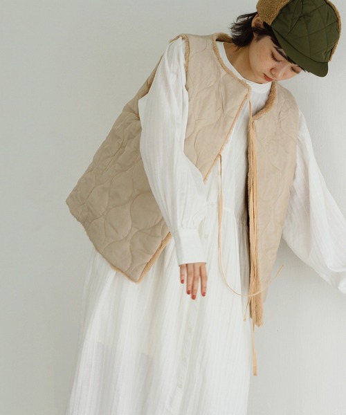 Crisp(クリスプ)の「ボアベストモッズコート(モッズコート・レディース・ベージュ/カーキ/アイボリー/ブラウン・FREE)」の18枚目の写真