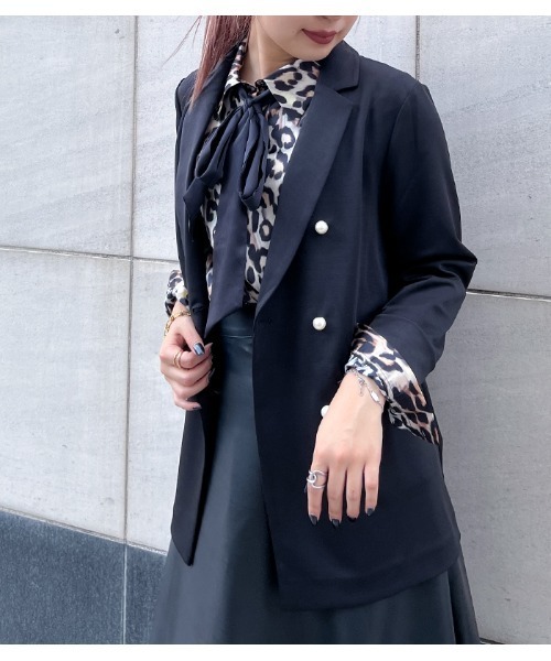 GALENA（ガレナ）の「【GALENA/ガレナ】パールボタンテーラードジャケット（テーラードジャケット・レディース・ブラック/キャメル・FREE）」の2枚目の写真