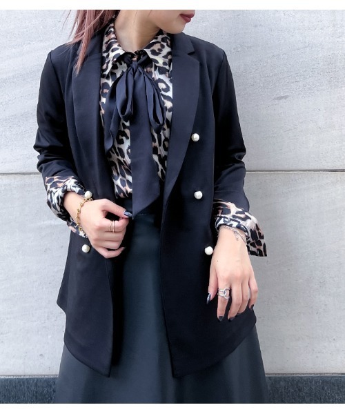 GALENA（ガレナ）の「【GALENA/ガレナ】パールボタンテーラードジャケット（テーラードジャケット・レディース・ブラック/キャメル・FREE）」の3枚目の写真