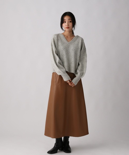 A part by(アパートバイ)の「フェイクレザースカート 157076(スカート・レディース・アイボリー/キャメル/ブラック・LARGE/MEDIUM)」の9枚目の写真