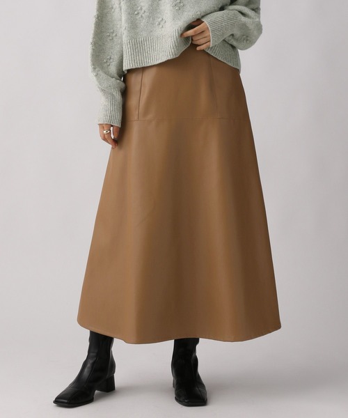 A part by(アパートバイ)の「フェイクレザースカート 157076(スカート・レディース・アイボリー/キャメル/ブラック・LARGE/MEDIUM)」の6枚目の写真