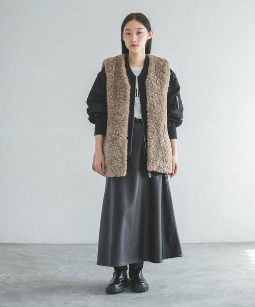 A part by(アパートバイ)の「フェイクレザースカート 157076(スカート・レディース・アイボリー/キャメル/ブラック・LARGE/MEDIUM)」の21枚目の写真