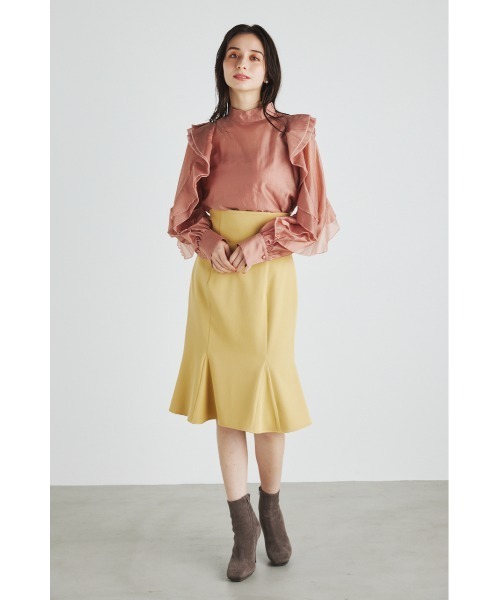 rienda(リエンダ)の「スタンドカラーフリルスリーブブラウス(シャツ/ブラウス・レディース・ブラウン/ピンク/ブラック/ライトベージュ・FREE)」の5枚目の写真