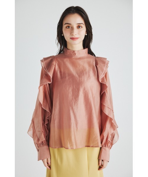 rienda(リエンダ)の「スタンドカラーフリルスリーブブラウス(シャツ/ブラウス・レディース・ブラウン/ピンク/ブラック/ライトベージュ・FREE)」の9枚目の写真