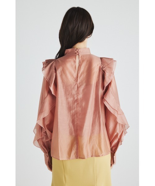 rienda(リエンダ)の「スタンドカラーフリルスリーブブラウス(シャツ/ブラウス・レディース・ブラウン/ピンク/ブラック/ライトベージュ・FREE)」の10枚目の写真