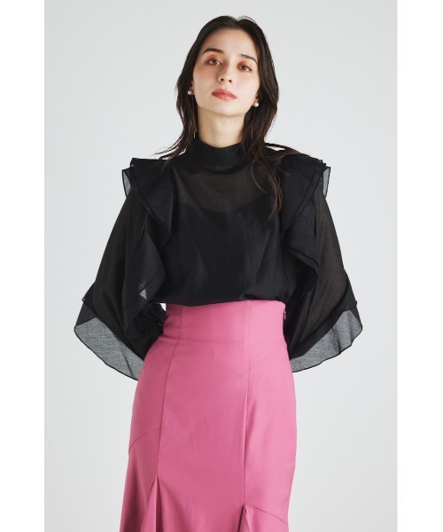 rienda(リエンダ)の「スタンドカラーフリルスリーブブラウス(シャツ/ブラウス・レディース・ブラウン/ピンク/ブラック/ライトベージュ・FREE)」の15枚目の写真