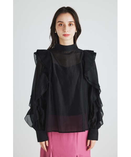 rienda(リエンダ)の「スタンドカラーフリルスリーブブラウス(シャツ/ブラウス・レディース・ブラウン/ピンク/ブラック/ライトベージュ・FREE)」の16枚目の写真