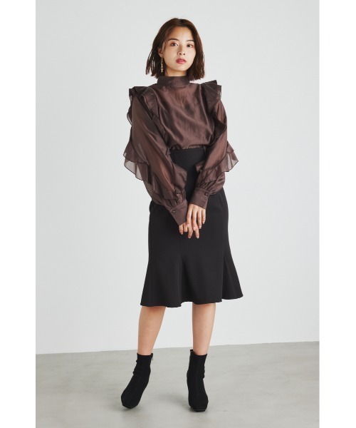 rienda(リエンダ)の「スタンドカラーフリルスリーブブラウス(シャツ/ブラウス・レディース・ブラウン/ピンク/ブラック/ライトベージュ・FREE)」の20枚目の写真