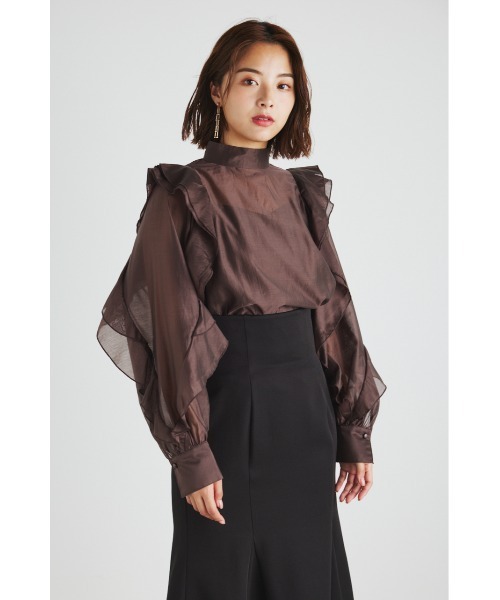 rienda(リエンダ)の「スタンドカラーフリルスリーブブラウス(シャツ/ブラウス・レディース・ブラウン/ピンク/ブラック/ライトベージュ・FREE)」の22枚目の写真