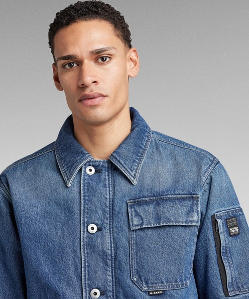 セール】DECK PADDED DENIM JACKET/ミリタリーディテールデニムジップ