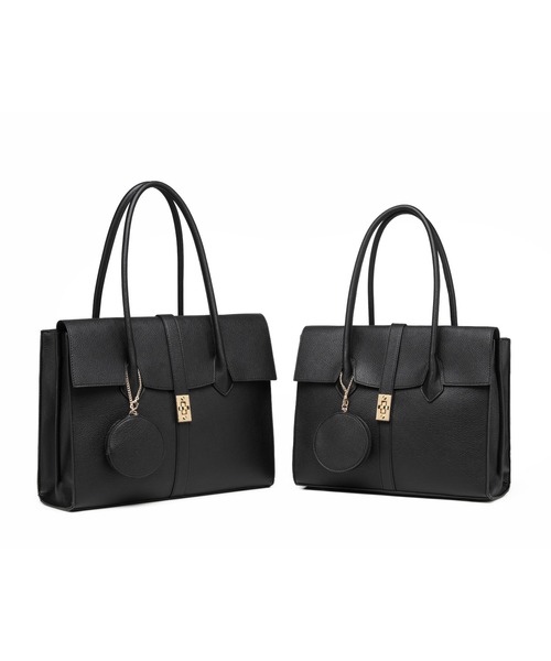 GUSCIO（グッシオ）の「【グッシオ ゴールドラベル】エレガンストートバッグ ラージサイズ　オンオフ兼用 ビジネストート PC/A4対応（ビジネスバッグ・レディース・ブラック/ベージュ・FREE）」の6枚目の写真