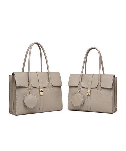 GUSCIO（グッシオ）の「【グッシオ ゴールドラベル】エレガンストートバッグ ラージサイズ　オンオフ兼用 ビジネストート PC/A4対応（ビジネスバッグ・レディース・ブラック/ベージュ・FREE）」の10枚目の写真