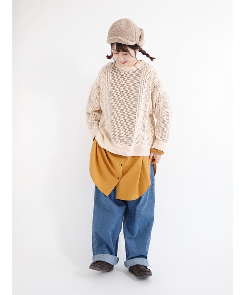 Samansa Mos2(サマンサ モスモス)の「ダブルシャーリングチュニック(シャツ/ブラウス・レディース・オフホワイト/マスタード・フリ-)」の4枚目の写真