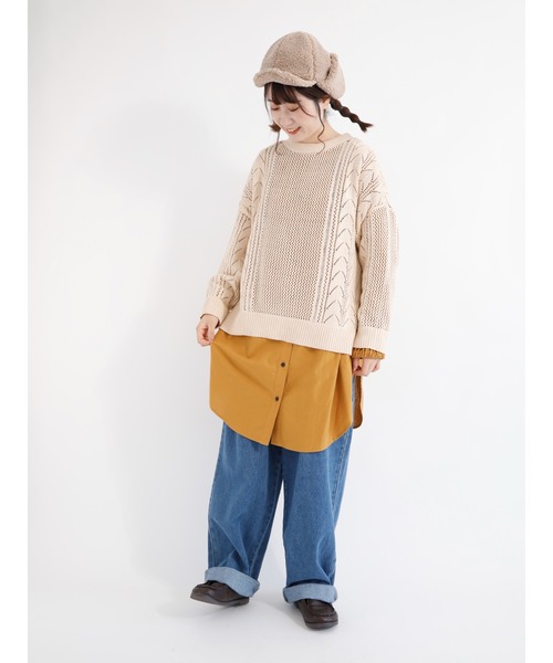 Samansa Mos2(サマンサ モスモス)の「ダブルシャーリングチュニック(シャツ/ブラウス・レディース・オフホワイト/マスタード・フリ-)」の5枚目の写真