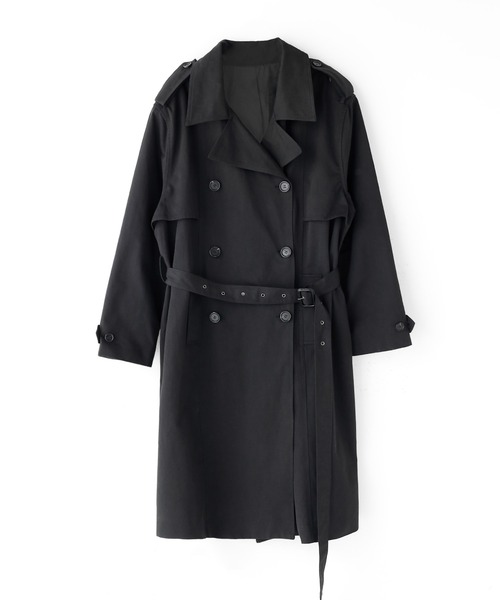 minsobi（ミンソビ）の「ダブルトレンチコート（トレンチコート・メンズ・ブラック・FREE）」の15枚目の写真