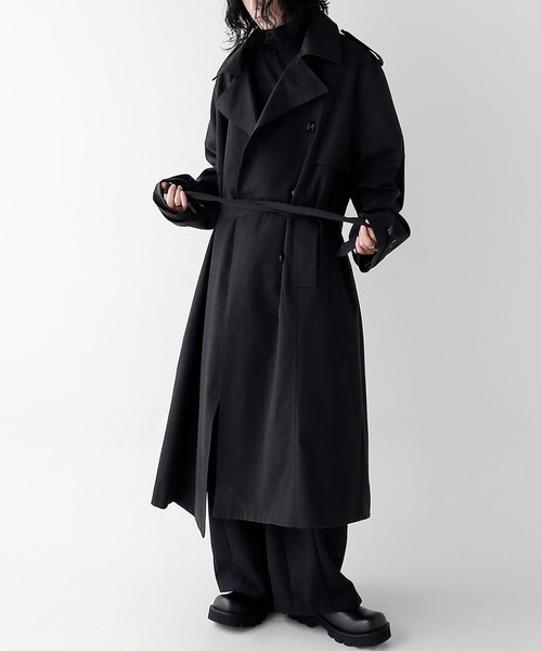 minsobi（ミンソビ）の「ダブルトレンチコート（トレンチコート・メンズ・ブラック・FREE）」の6枚目の写真