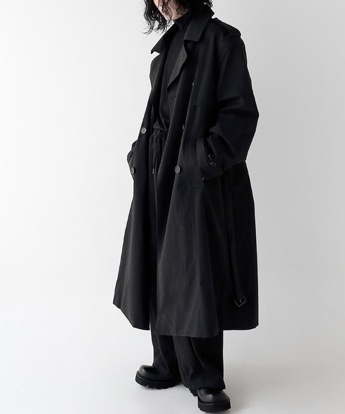 minsobi（ミンソビ）の「ダブルトレンチコート（トレンチコート・メンズ・ブラック・FREE）」の7枚目の写真