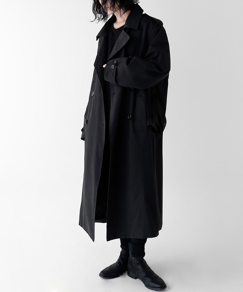 minsobi（ミンソビ）の「ダブルトレンチコート（トレンチコート・メンズ・ブラック・FREE）」の10枚目の写真