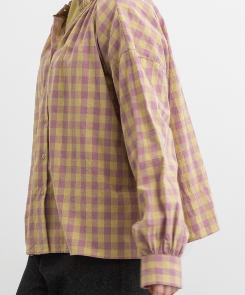 POU DOU DOU（プードゥドゥ）の「配色ギンガム2wayブラウス（シャツ/ブラウス・レディース・オレンジ/イエロー/スミクロ・3）」の13枚目の写真