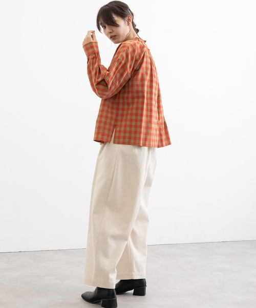 POU DOU DOU（プードゥドゥ）の「配色ギンガム2wayブラウス（シャツ/ブラウス・レディース・オレンジ/イエロー/スミクロ・3）」の19枚目の写真