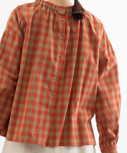 POU DOU DOU（プードゥドゥ）の「配色ギンガム2wayブラウス（シャツ/ブラウス・レディース・オレンジ/イエロー/スミクロ・3）」の21枚目の写真