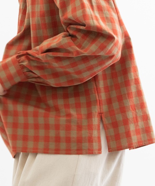 POU DOU DOU（プードゥドゥ）の「配色ギンガム2wayブラウス（シャツ/ブラウス・レディース・オレンジ/イエロー/スミクロ・3）」の22枚目の写真