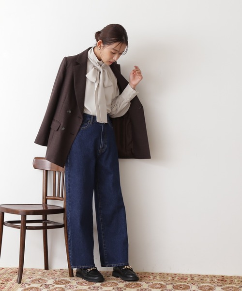 N.（N. Natural Beauty Basic）（エヌエヌナチュラルビューティーベーシック）の「【追加生産】◆ボウタイ付スタンドネックブラウス（シャツ/ブラウス・レディース・グレー/オフホワイト/マスタード/ネイビー/イエロー・MEDIUM）」の10枚目の写真