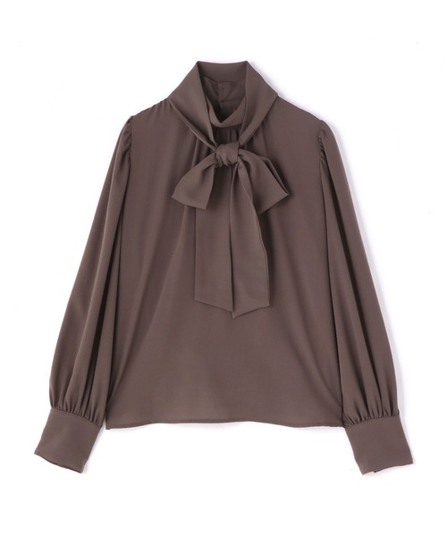 N.（N. Natural Beauty Basic）（エヌエヌナチュラルビューティーベーシック）の「【追加生産】◆ボウタイ付スタンドネックブラウス（シャツ/ブラウス・レディース・グレー/オフホワイト/マスタード/ネイビー/イエロー・MEDIUM）」の6枚目の写真