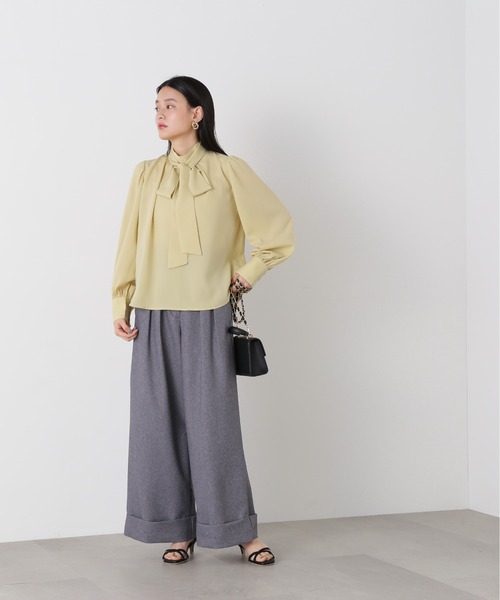 N.（N. Natural Beauty Basic）（エヌエヌナチュラルビューティーベーシック）の「【追加生産】◆ボウタイ付スタンドネックブラウス（シャツ/ブラウス・レディース・グレー/オフホワイト/マスタード/ネイビー/イエロー・MEDIUM）」の22枚目の写真