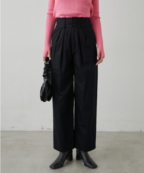 Aunt Marie's（アントマリーズ）の「ハイウエストタックチノパンツ（チノパンツ・レディース・ブラック/ダークベージュ/カーキ/グレー/ピンク・マルチサイズ）」の10枚目の写真