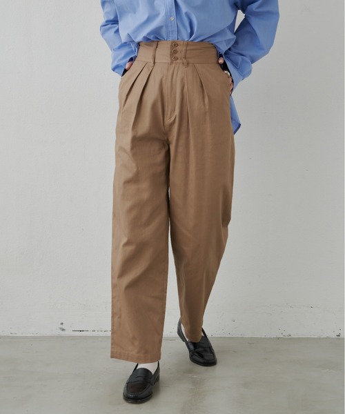 Aunt Marie's（アントマリーズ）の「ハイウエストタックチノパンツ（チノパンツ・レディース・ブラック/ダークベージュ/カーキ/グレー/ピンク・マルチサイズ）」の18枚目の写真