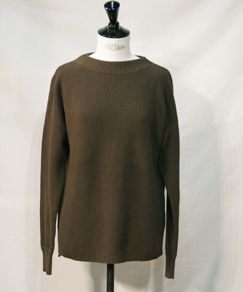 BROOKLYN OVERALL（ブルックリンオーバーオール）の「片畦編ニットプルオーバー（ニット/セーター・レディース・カーキ/チャコールグレー/ベージュ・FREE）」の14枚目の写真